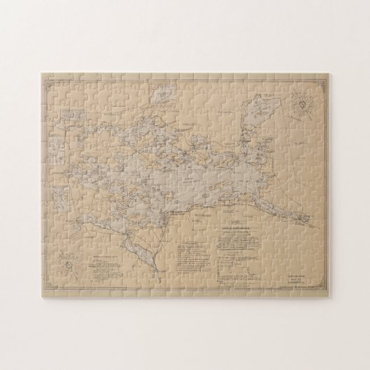 kaart van het meer van Winnipesaukee (1907) Legpuzzel (Horizontaal)