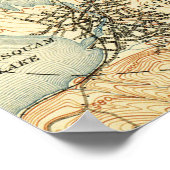 kaart van het meer van Winnipesaukee (1907) Poster (Hoek)