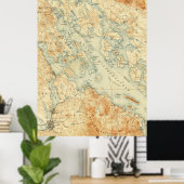 kaart van het meer van Winnipesaukee (1907) Poster (Thuiskantoor)