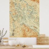 kaart van het meer van Winnipesaukee (1907) Poster (Keuken)