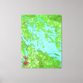  kaart van het meer van Winnipesaukee (1956) Canvas Afdruk (Voorkant)