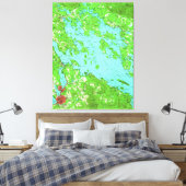 kaart van het meer van Winnipesaukee (1956) Canvas Afdruk (Insitu (Slaapkamer))