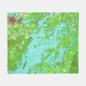  kaart van het meer van Winnipesaukee (1956) Fleece Deken (Voorkant (Horizontaal))