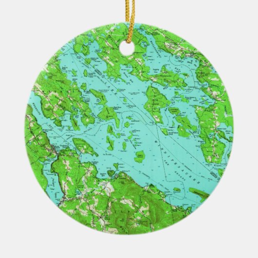  kaart van het meer van Winnipesaukee (1956) Keramisch Ornament (Voorkant)