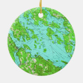  kaart van het meer van Winnipesaukee (1956) Keramisch Ornament (Achterkant)