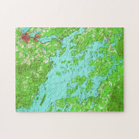  kaart van het meer van Winnipesaukee (1956) Legpuzzel (Horizontaal)