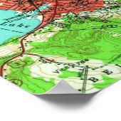 kaart van het meer van Winnipesaukee (1956) Poster (Hoek)