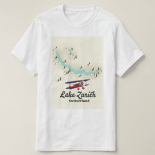 kaart van het Meer van Zürich Zwitserland T-shirt