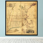 Kaart van het meest bewoonde deel van New England  Canvas Afdruk (Insitu (Houten vloer))