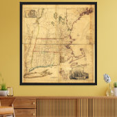 Kaart van het meest bewoonde deel van New England  Canvas Afdruk (Insitu (Woonkamer))