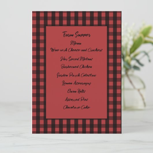 Kaart van het menu Bewakingsmenu Rood en zwart (Staand voorkant)