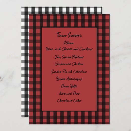 Kaart van het menu Bewakingsmenu Rood en zwart (Voorkant / Achterkant)