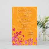 Kaart van het menu Bindje en Oranje Floral Wedding (Staand voorkant)