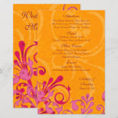 Kaart van het menu Bindje en Oranje Floral Wedding (Voorkant / Achterkant)