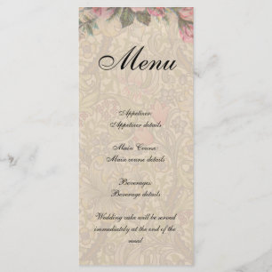 Kaart van het menu Dinner Wedding Romantic Flowers
