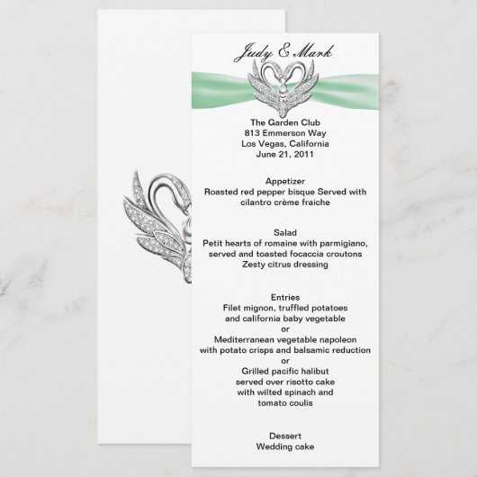 Kaart van het menu Groen lint Silver Swans (Voorkant / Achterkant)