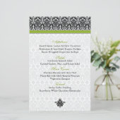 Kaart van het menu Groen, Zwart, Wit Damask (Staand voorkant)