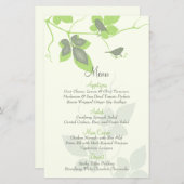 Kaart van het menu Groene grijze vogels en bericht (Voorkant / Achterkant)