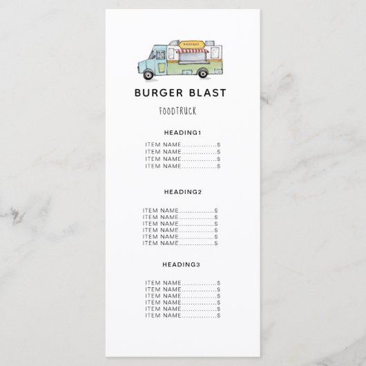 Kaart van het menu logo van Food Truck (Voorkant)