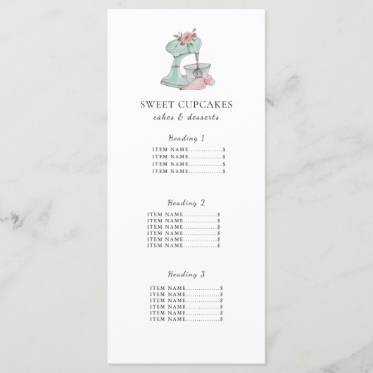 Kaart van het menu Mengsel van bakkerij (Voorkant)