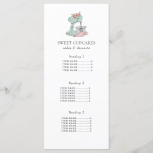 Kaart van het menu Mengsel van bakkerij