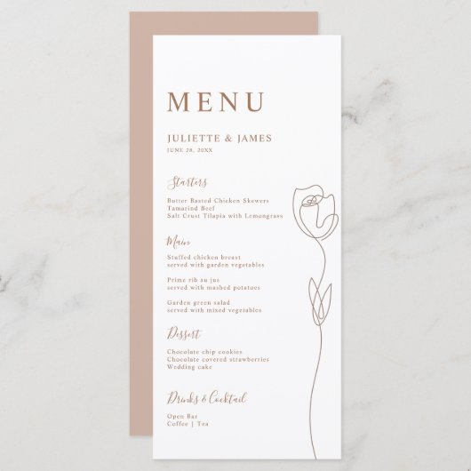 Kaart van het menu Roos van de serie (Voorkant / Achterkant)