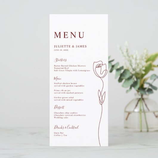 Kaart van het menu Roos van de serie (Staand voorkant)