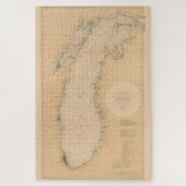  kaart van het Michiganmeer (1898) Legpuzzel (Verticaal)