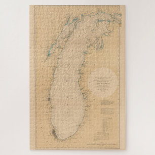 kaart van het Michiganmeer (1898) Legpuzzel