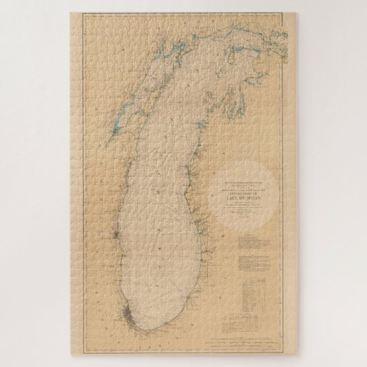 kaart van het Michiganmeer (1898) Legpuzzel (Verticaal)
