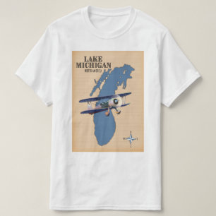 Kaart van het Michiganmeer in Noord-Amerika T-shirt