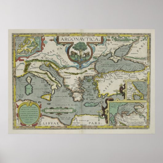  kaart van het Middellandse-Zeegebied (1608) Poster (Voorkant)