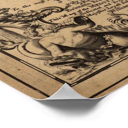  kaart van het Middellandse-Zeegebied (1685) Poster (Hoek)