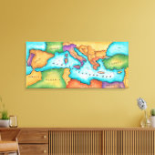 Kaart van het Middellandse-Zeegebied Canvas Afdruk (Insitu (Woonkamer))