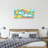 Kaart van het Middellandse-Zeegebied Canvas Afdruk (Insitu (Slaapkamer))
