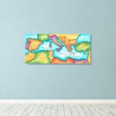 Kaart van het Middellandse-Zeegebied Canvas Afdruk (Insitu (Houten vloer))