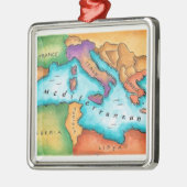 Kaart van het Middellandse-Zeegebied Metalen Ornament (Links)