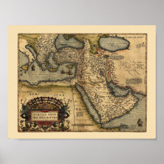 Kaart van het Midden-Oosten 1600 Poster