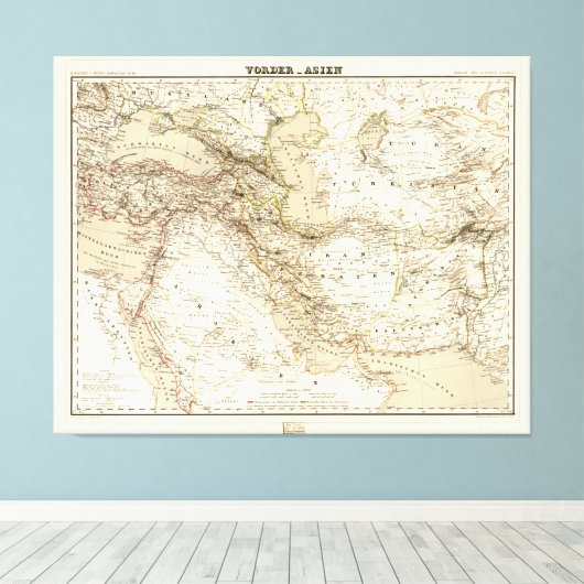 Kaart van het Midden-Oosten (1855) Canvas Afdruk (Insitu (Houten vloer))