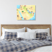 Kaart van het Midden-Oosten Canvas Afdruk (Insitu (Slaapkamer))