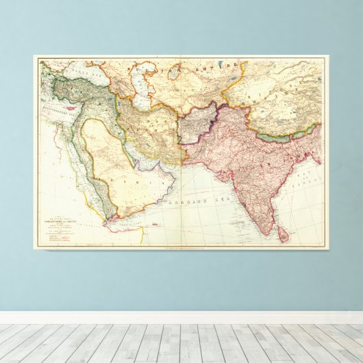 Kaart van het Midden-Oosten en Zuidoost-Azië (1912 Canvas Afdruk (Insitu (Houten vloer))