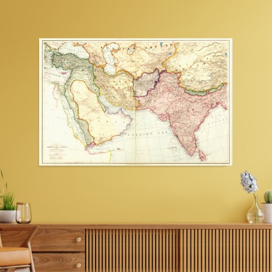 Kaart van het Midden-Oosten en Zuidoost-Azië (1912 Canvas Afdruk (Insitu (Woonkamer))