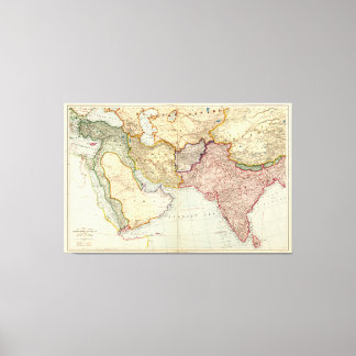 Kaart van het Midden-Oosten en Zuidoost-Azië (1912 Canvas Afdruk