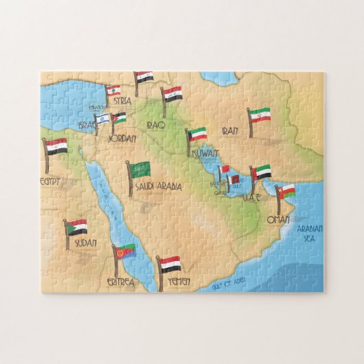 Kaart van het Midden-Oosten Legpuzzel (Horizontaal)