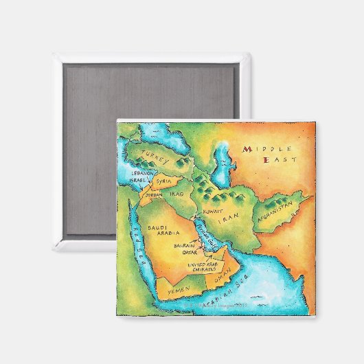 Kaart van het Midden-Oosten Magneet (Voorkant / Achterkant)