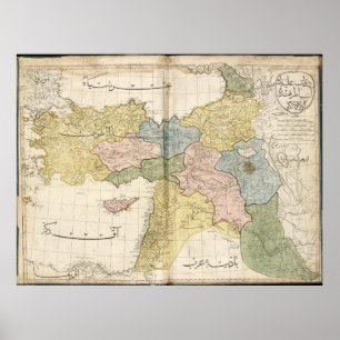 Kaart van het Midden-Oosten van Atlas Cedid (1803) Poster