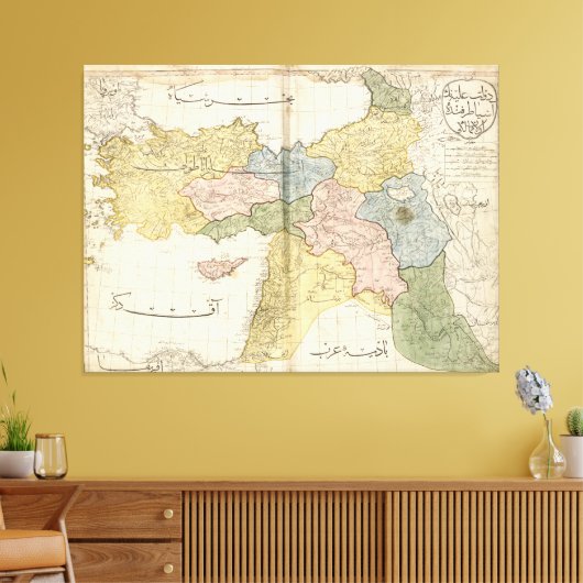 Kaart van het Midden-Oosten van Cedid Atlas (1803) Canvas Afdruk (Insitu (Woonkamer))