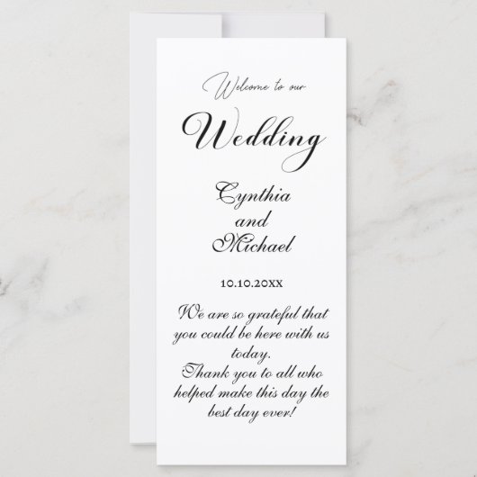 Kaart van het Modern Script Wedding Ceremony Progr (Voorkant)