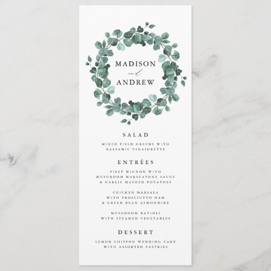 Kaart van het moderne Eucalyptus Greenery Wedding  (Voorkant)