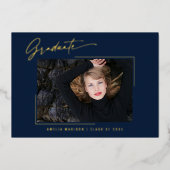 Kaart van het moderne Gold Ink Script Navy Blue Ph (Voorkant)